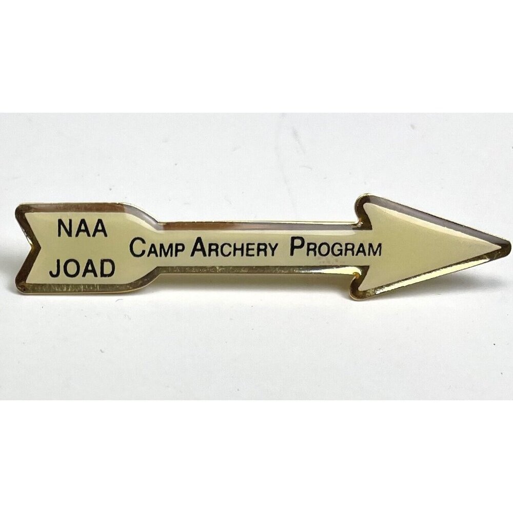 VTG 2.5" Ivory Goldtone CAA NAA JOAD Camp Archery Program Club Arrow Pin PINBACK